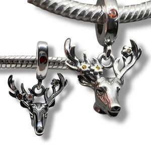 Cottage Woodland Deer S925 Sterling Silver Pandora Moments Compatible Charm
